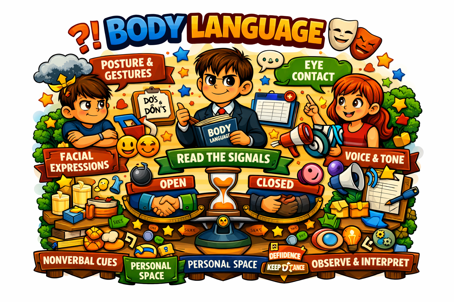 Body language non-verbal communication concept