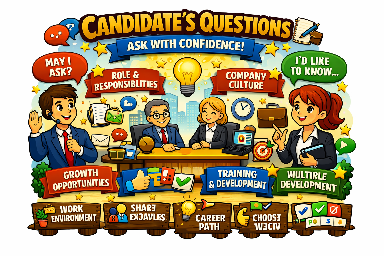 Candidate's questions interview closing concept
