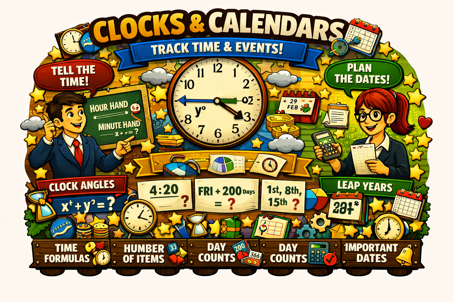 Clocks and calendars concept