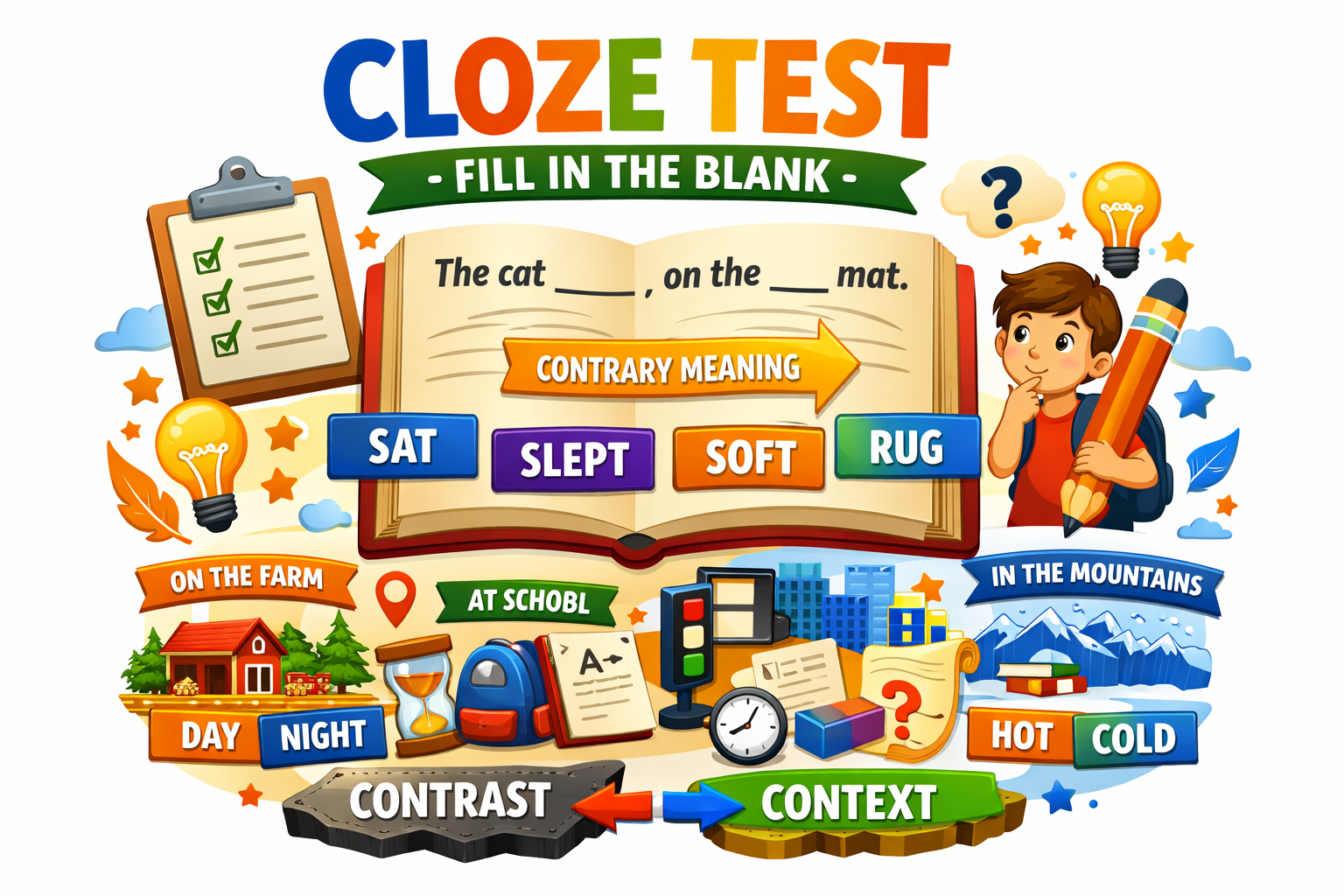 Cloze test and fill in the blank concept