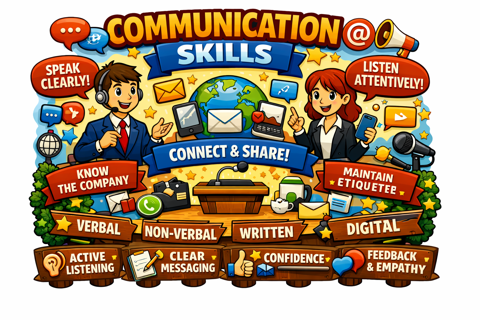 Communication skills clarity and confidence concept