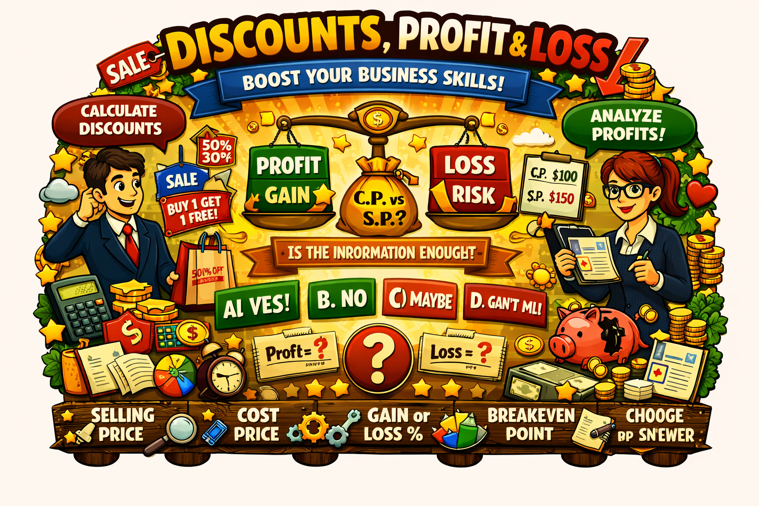 Discounts profit and loss concept