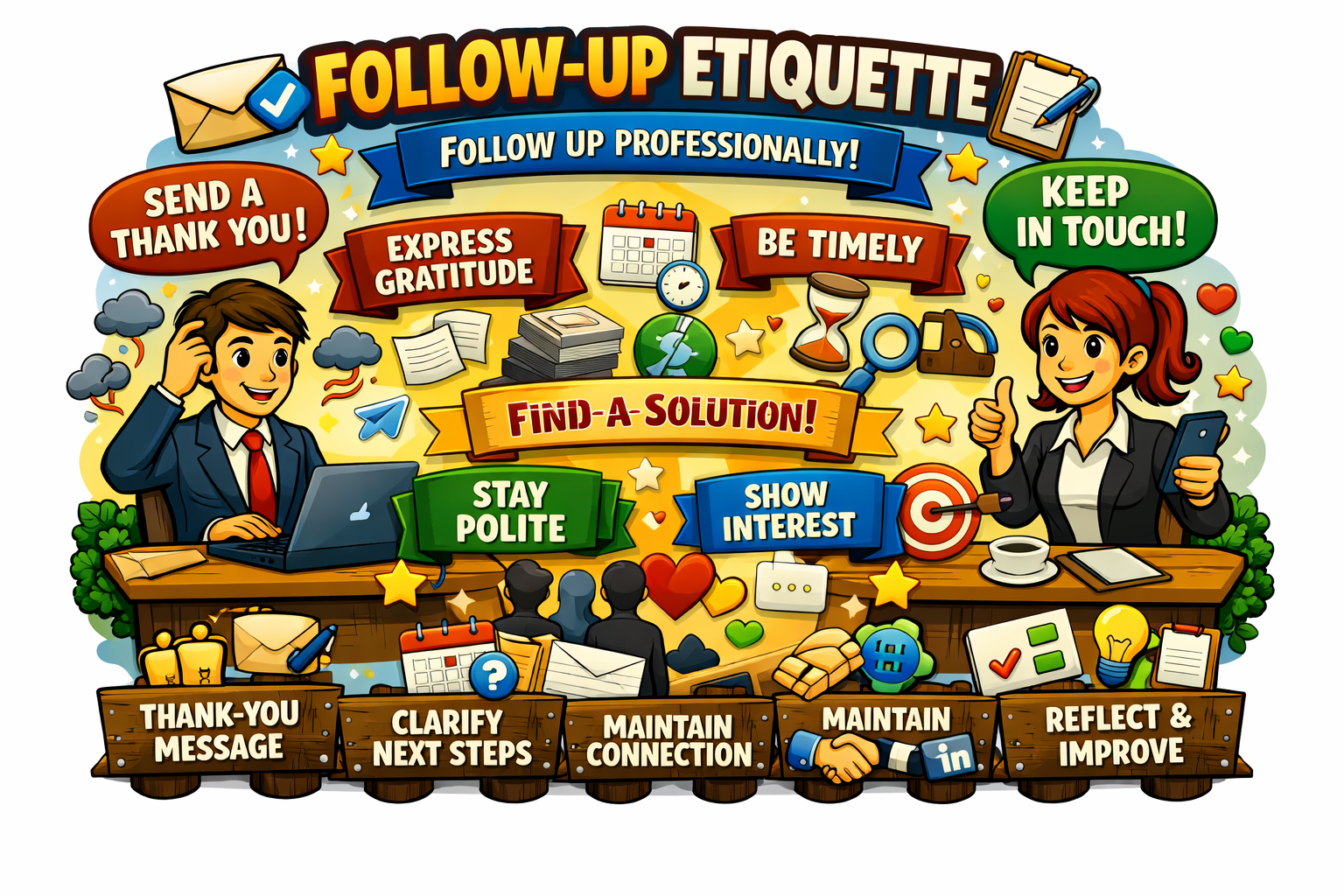 Follow-up etiquette professional communication concept
