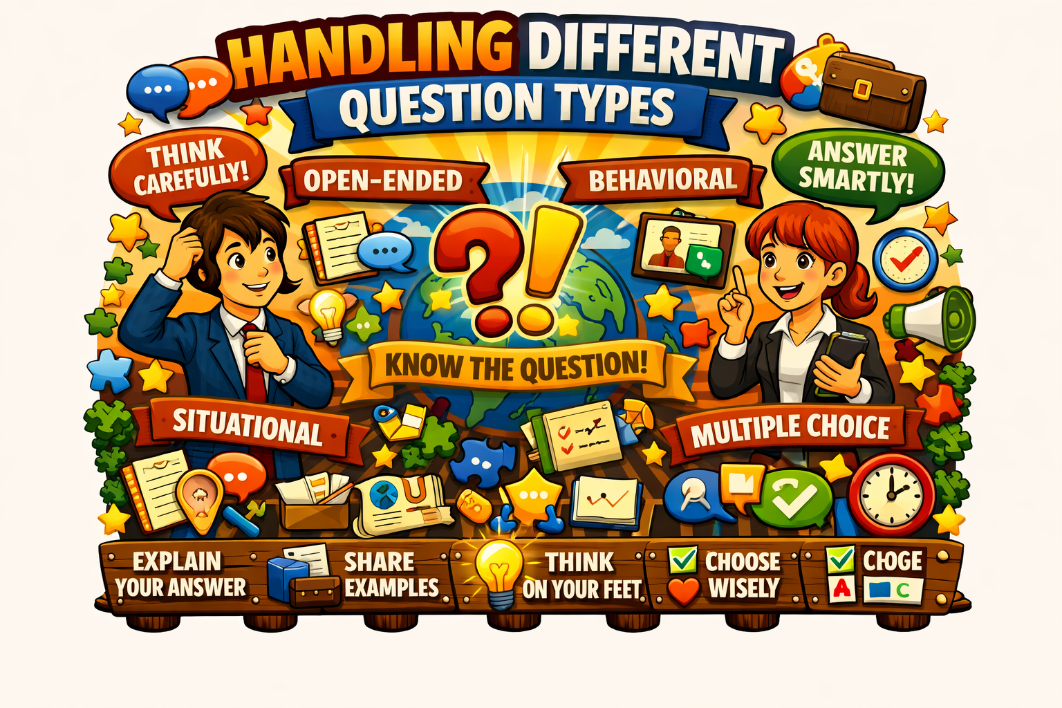 Handling different interview question types concept