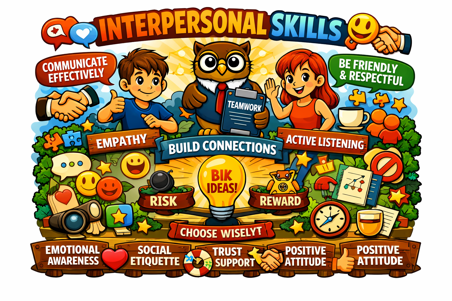Interpersonal skills relationships and teamwork concept