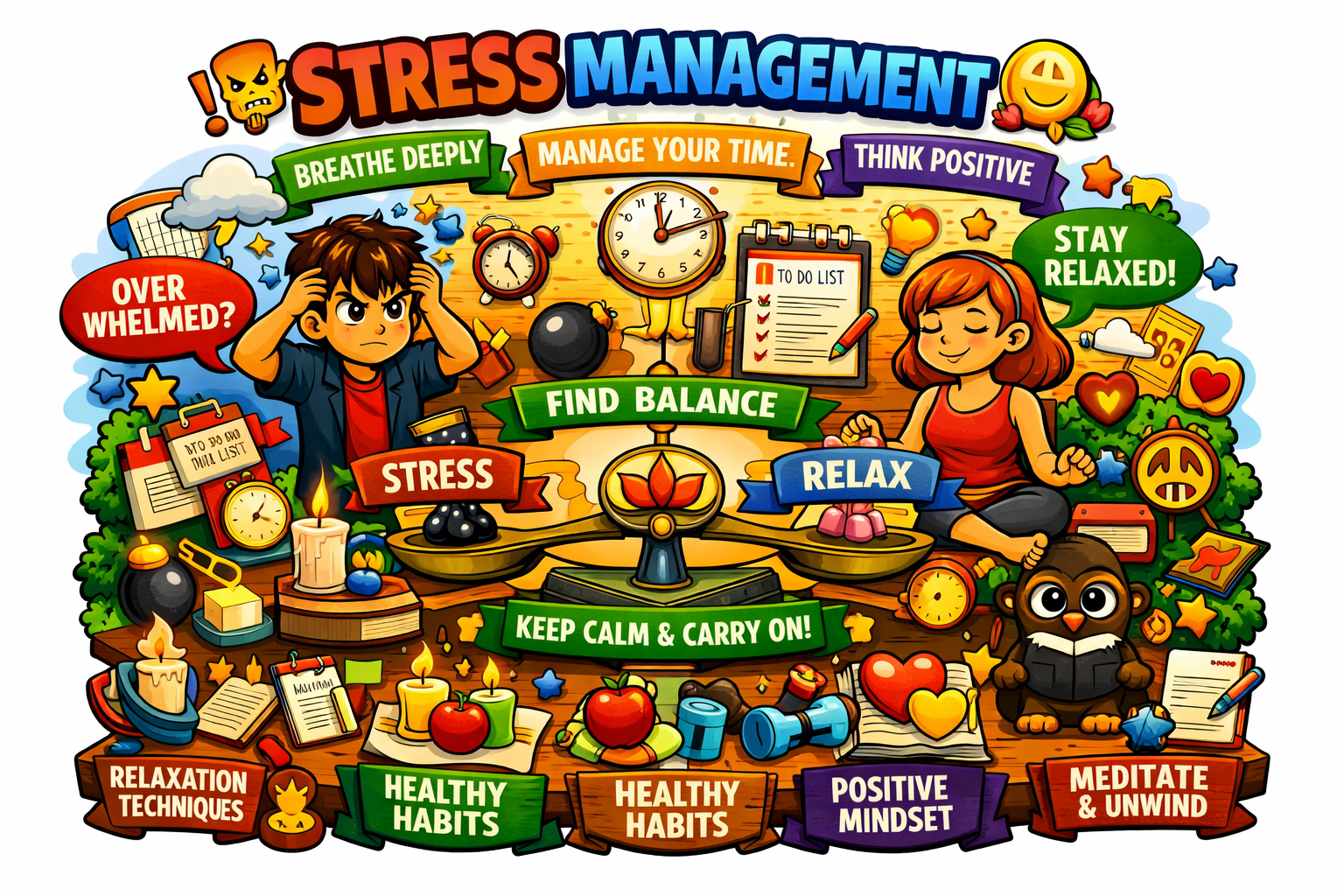 Stress management balance and well-being concept