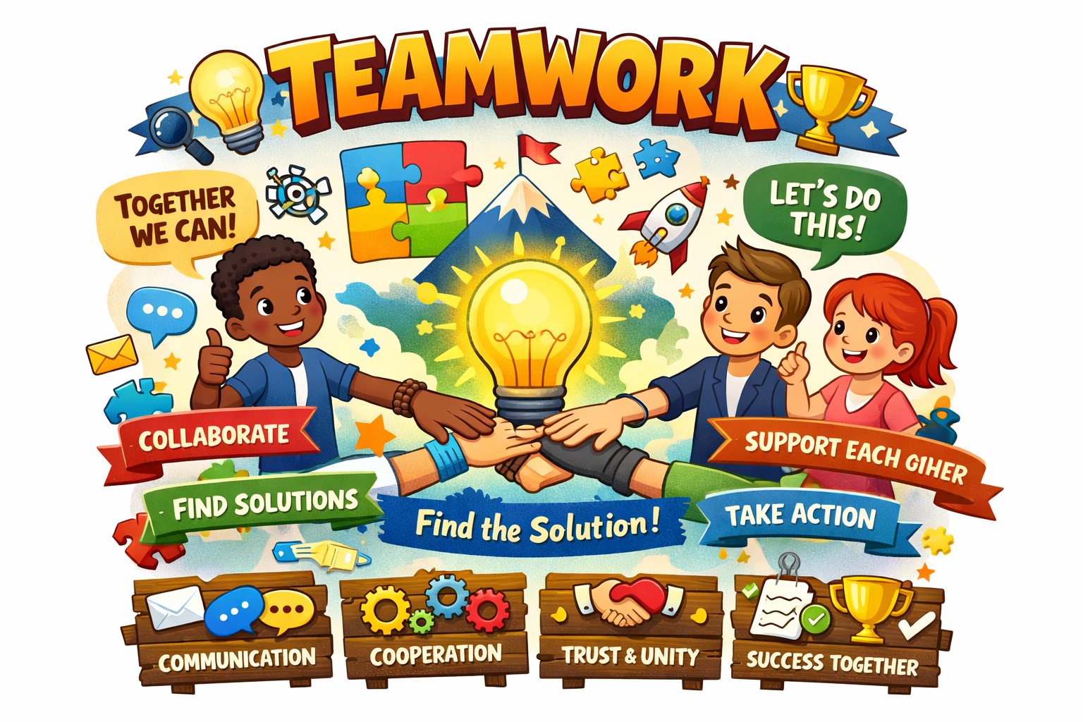 Teamwork collaborate and succeed concept