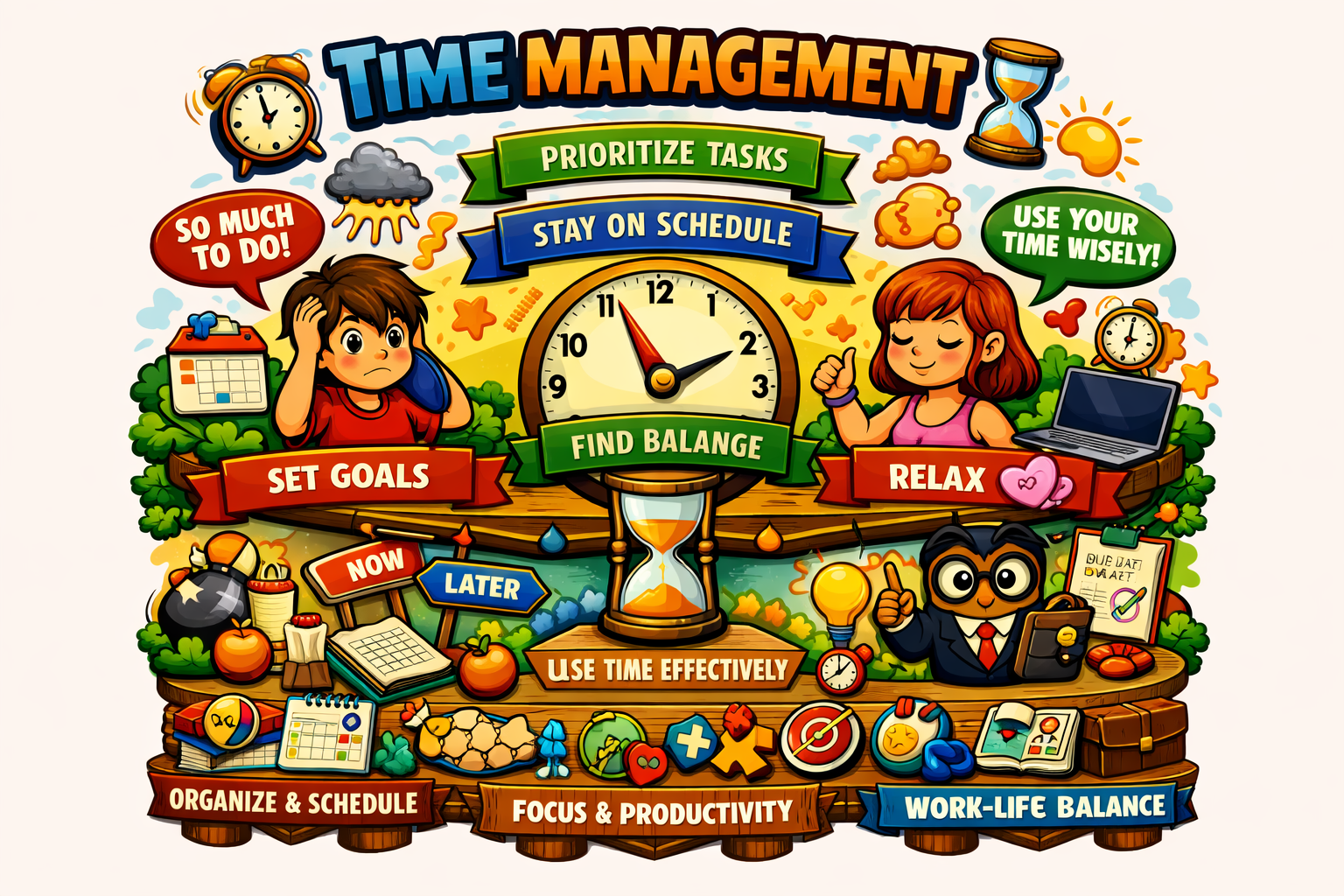 Time management planning and productivity concept